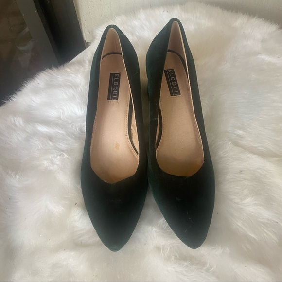 Eloquii Emerald Green Velvet Festive Heels Size 9 Wide - Picture 3 of 12